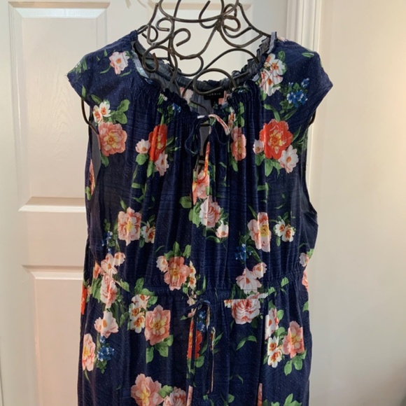 TORRID FLORAL MIDI SLEEVELESS SUMMER NAVY BOHO DRESS PLUS SIZE 4X - Picture 2 of 8